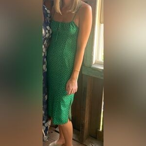 Green floral midi dress